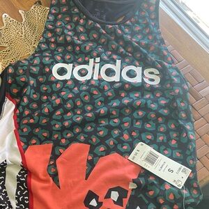Adidas Black and Red Geometric Tank